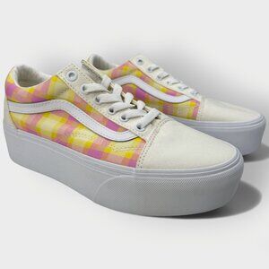Vans Old Skool Stackform Pastel Picnic Pink Plaid Size W7.5/M6 Platform Shoe